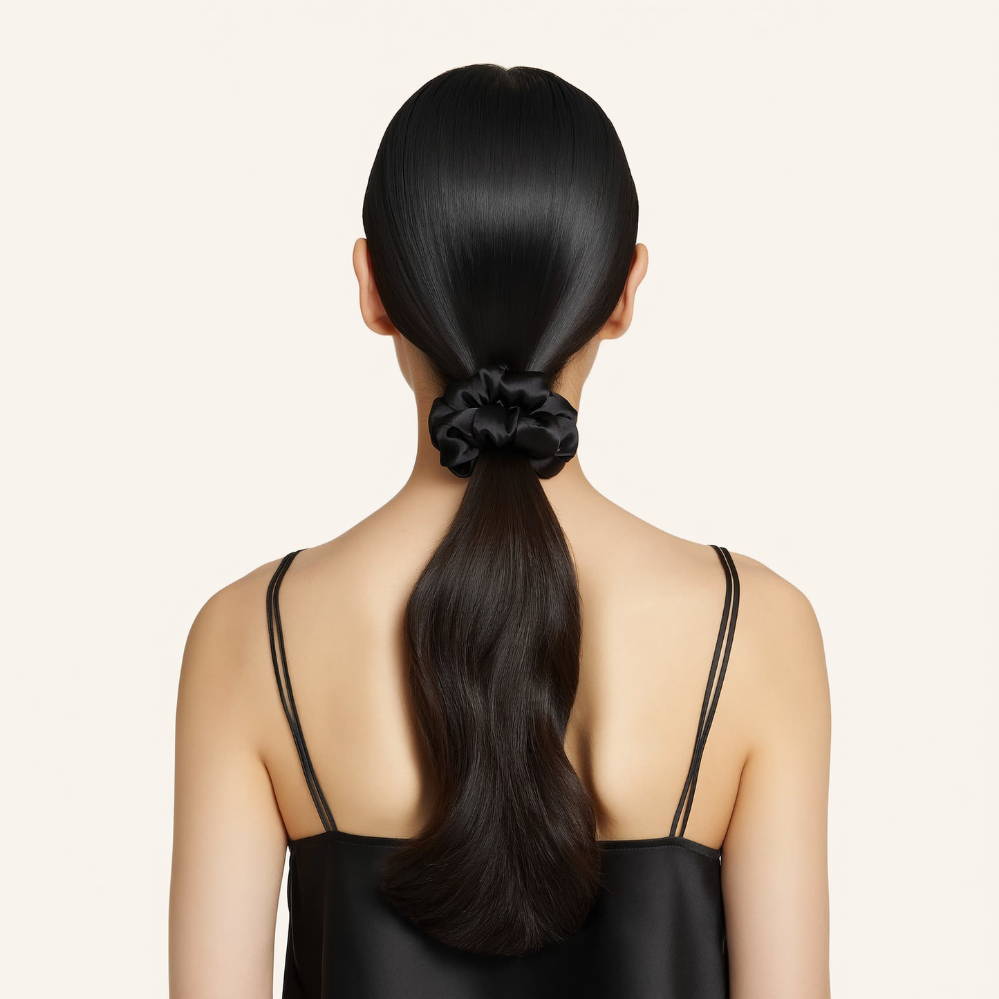 Midi Silk Puff Scrunchie | Noir