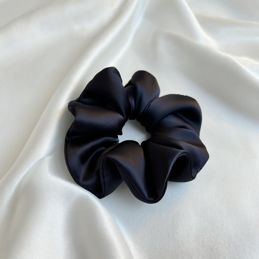 Classic Silk Puff Scrunchie | Noir