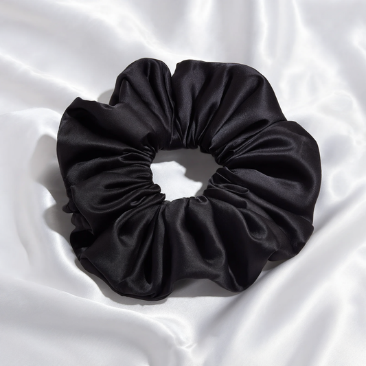 Midi Silk Puff Scrunchie | Noir