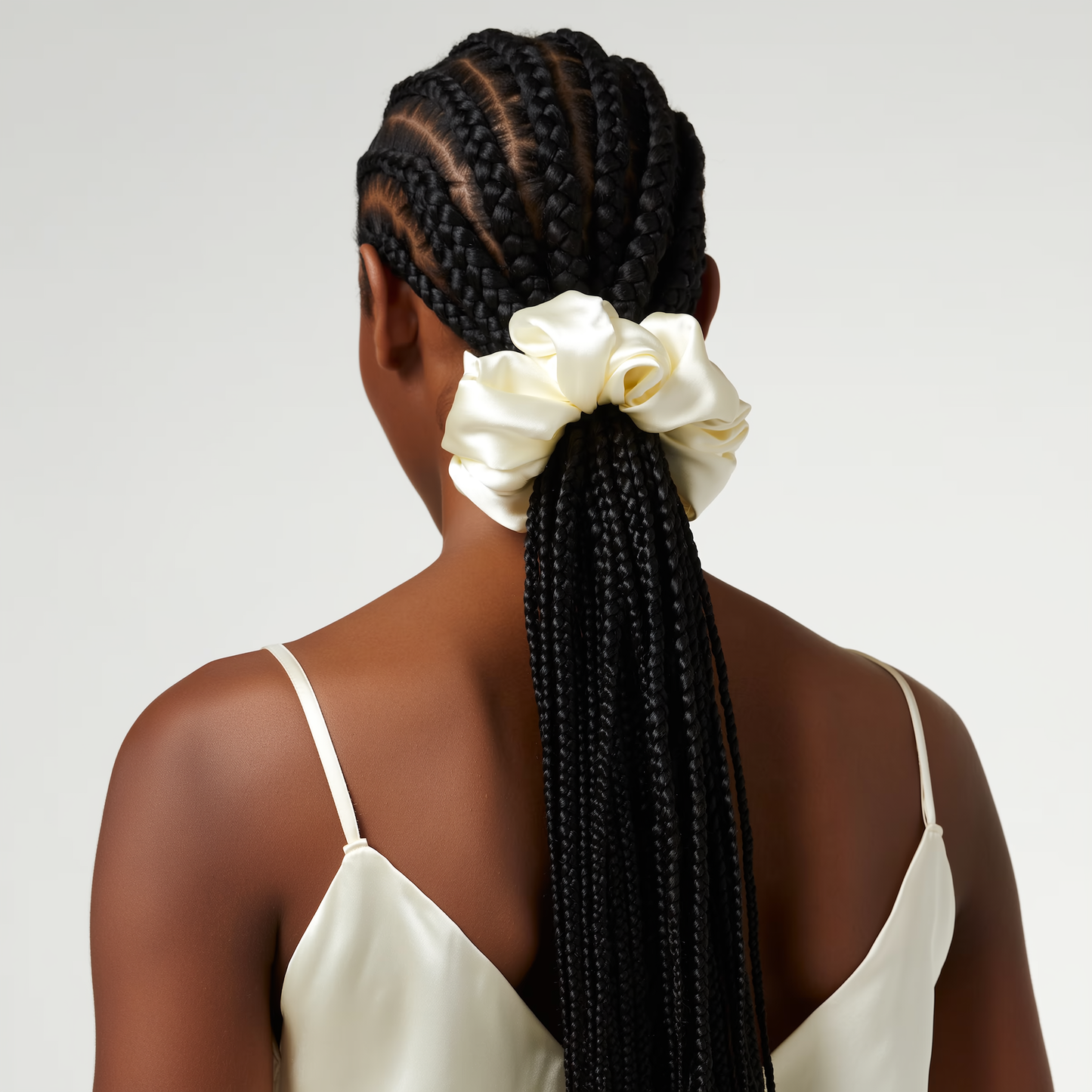 Midi Silk Puff Scrunchie | Pearl Glow
