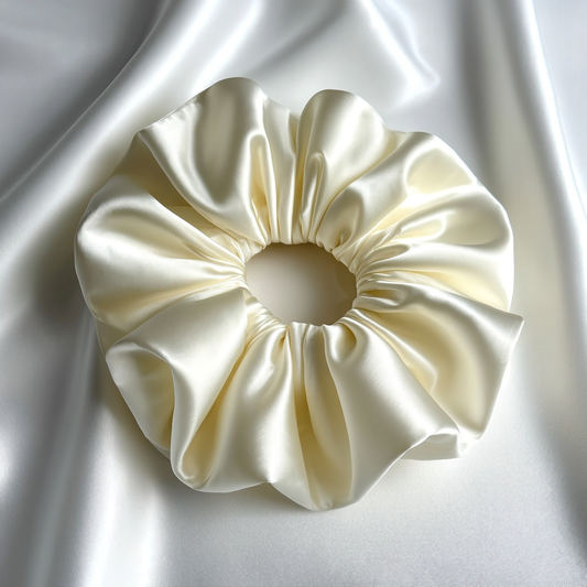 Classic Silk Puff Scrunchie | Pearl Glow