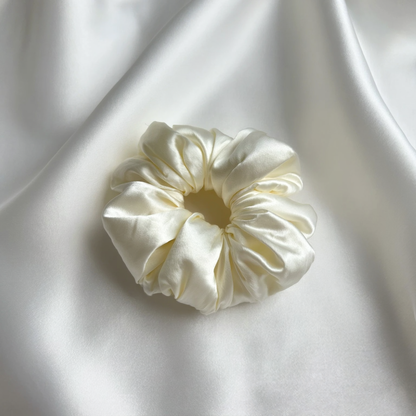 Midi Silk Puff Scrunchie | Pearl Glow