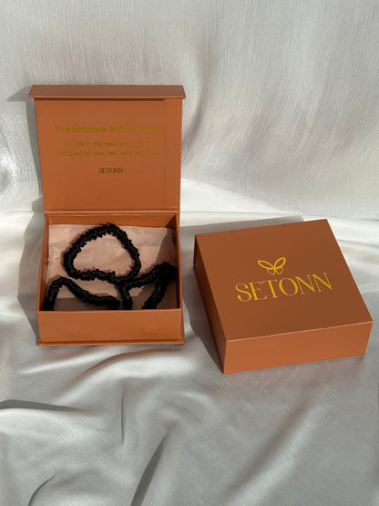 Petite Silk Ribbonette Scrunchie | Noir